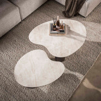 CERAMO aperto Couchtisch 2er Set / 3D Keramik Taj Mahal/ Travertinoptik