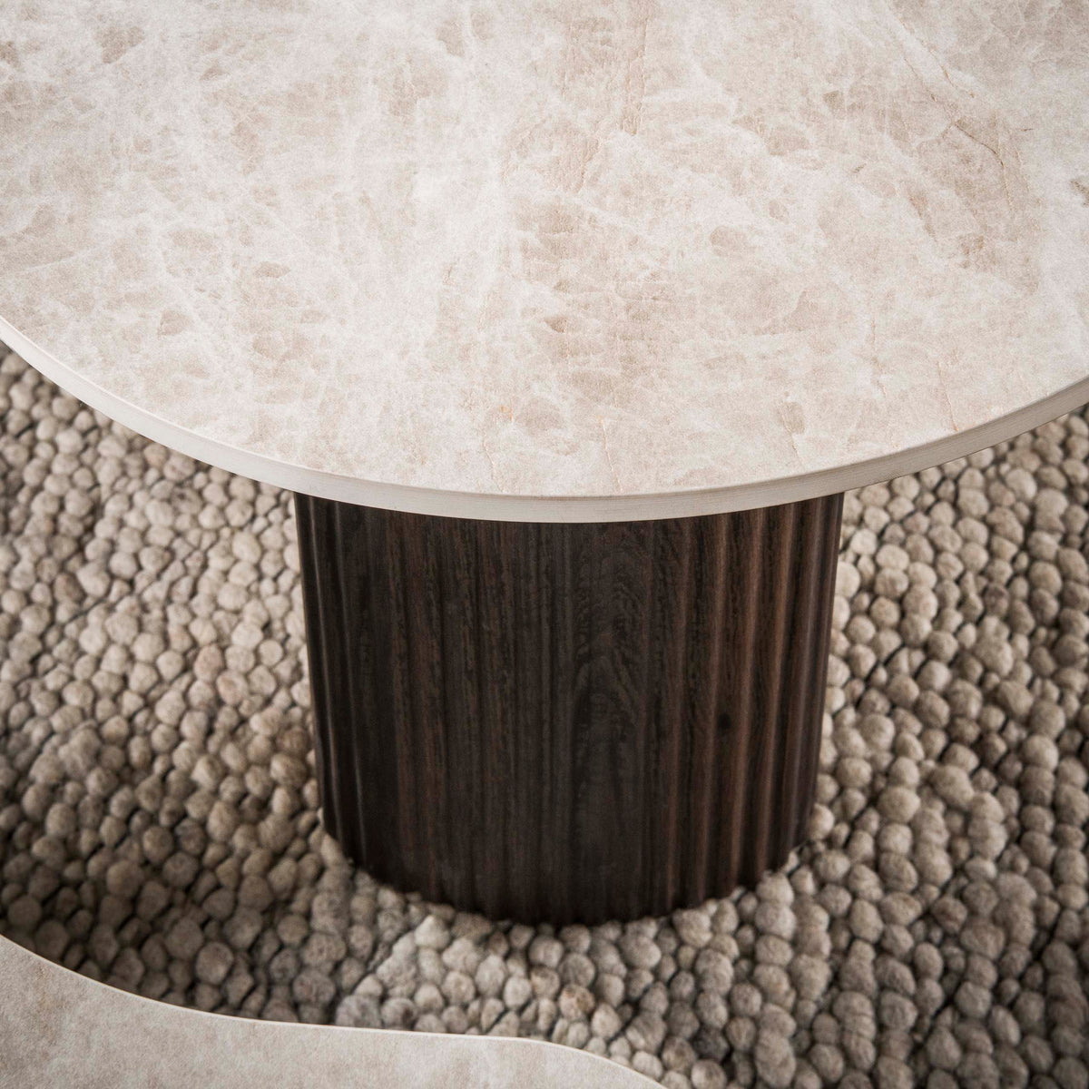CERAMO aperto Couchtisch 2er Set / 3D Keramik Taj Mahal/ Travertinoptik