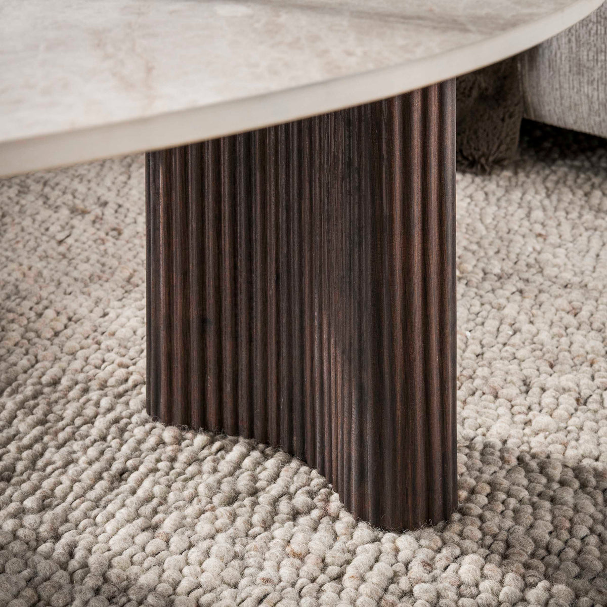 CERAMO aperto Couchtisch 2er Set / 3D Keramik Taj Mahal/ Travertinoptik