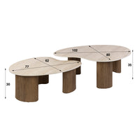 CERAMO aperto Couchtisch 2er Set / 3D Keramik Taj Mahal/ Travertinoptik