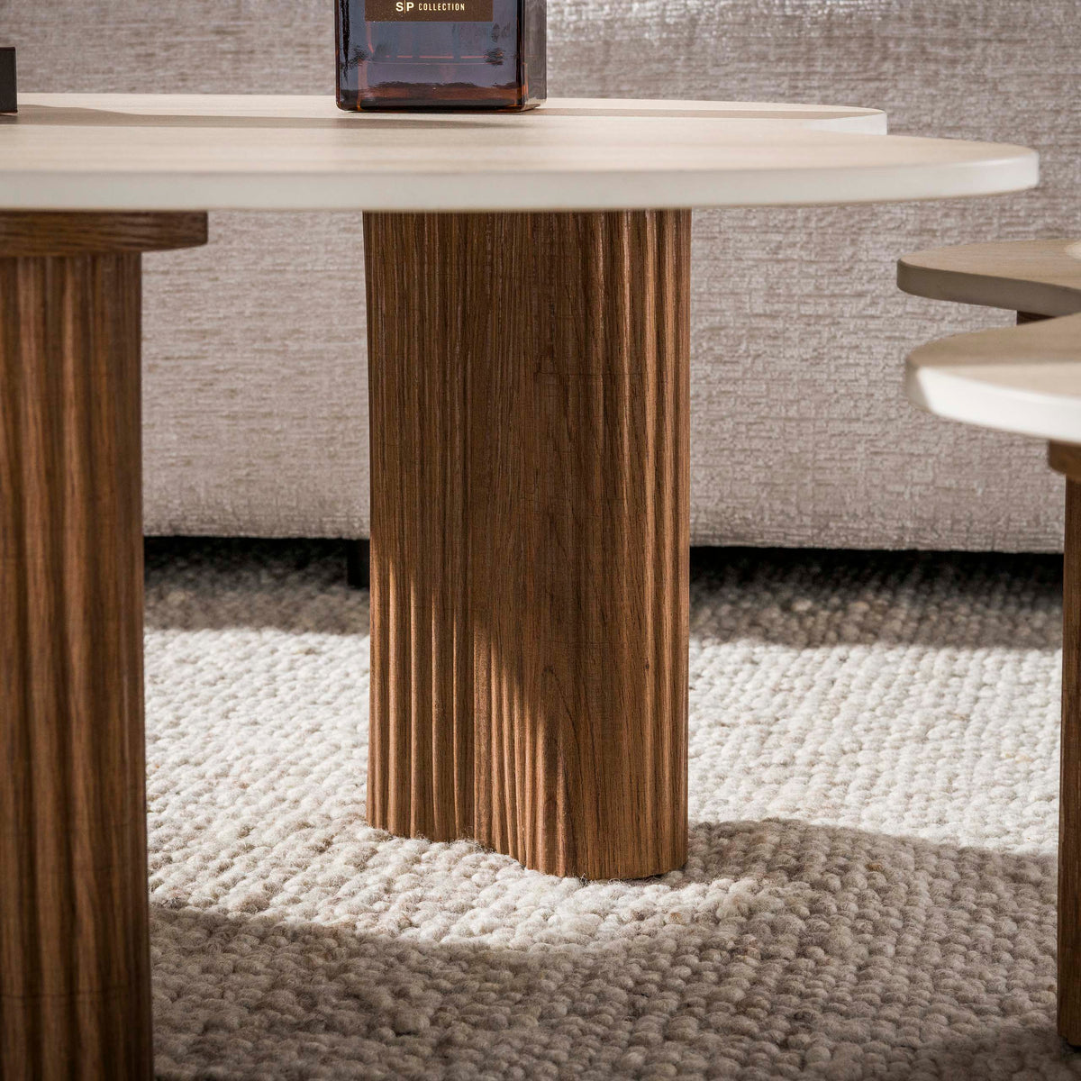 CERAMO aperto Couchtisch 2er Set / 3D Keramik Taj Mahal/ Travertinoptik