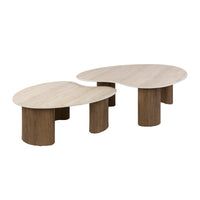 CERAMO aperto Couchtisch 2er Set / 3D Keramik Taj Mahal/ Travertinoptik