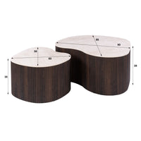 CERAMO medio Couchtisch 2er Set / 3D Keramik Taj Mahal/ Travertinoptik