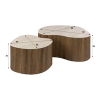 CERAMO medio Couchtisch 2er Set / 3D Keramik Taj Mahal/ Travertinoptik