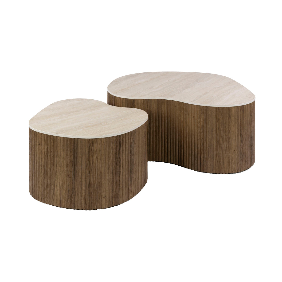 CERAMO medio Couchtisch 2er Set / 3D Keramik Taj Mahal/ Travertinoptik