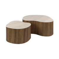 CERAMO medio Couchtisch 2er Set / 3D Keramik Taj Mahal/ Travertinoptik