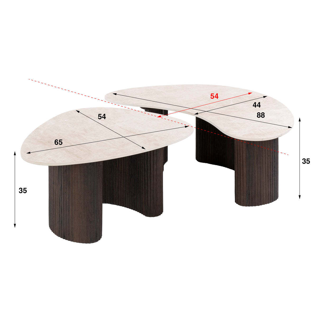 CERAMO aperto Couchtisch 2er Set / 3D Keramik Taj Mahal