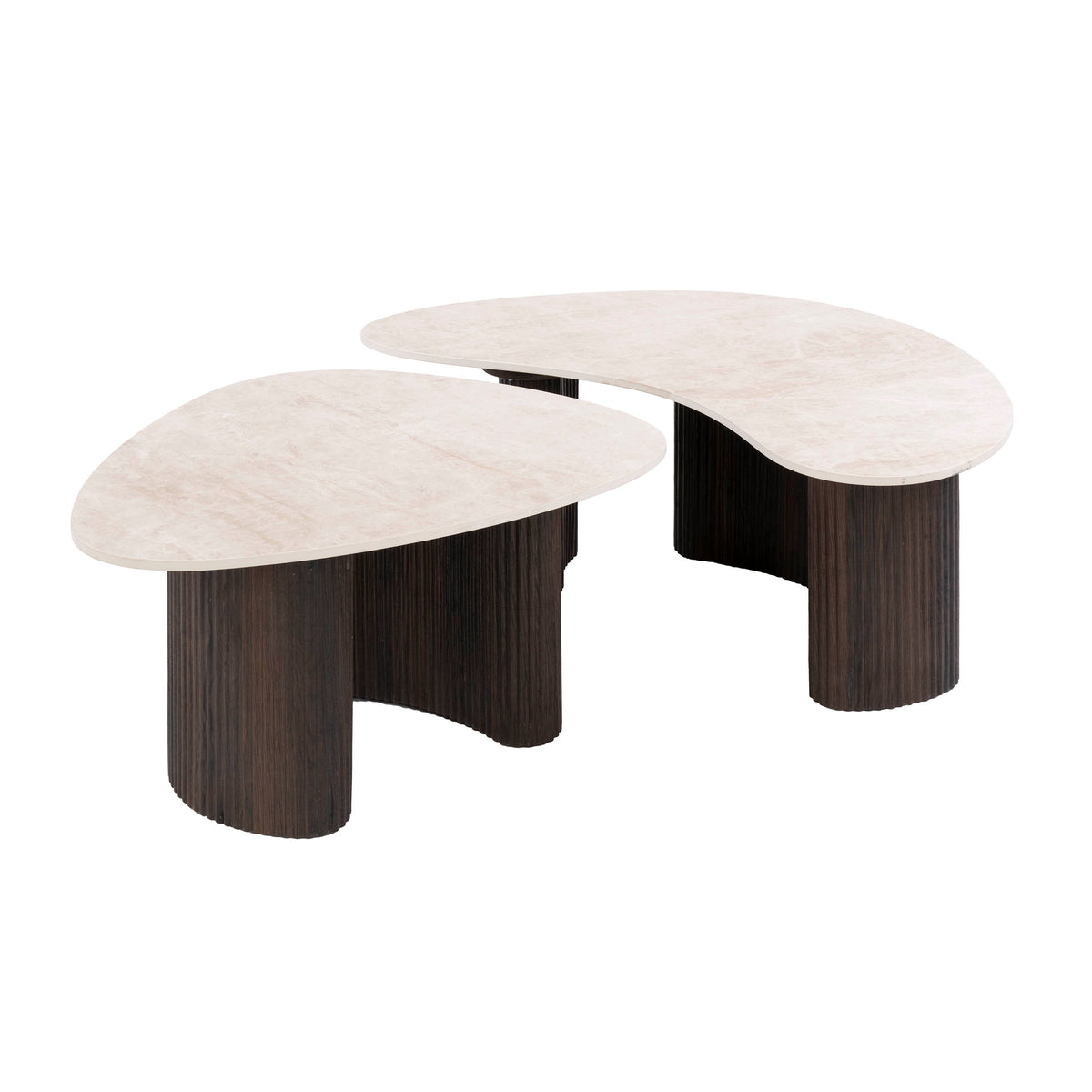 CERAMO aperto Couchtisch 2er Set / 3D Keramik Taj Mahal