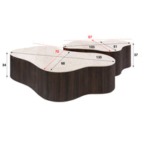 CERAMO grande Couchtisch 2er Set / 3D Keramik Taj Mahal/ Travertinoptik