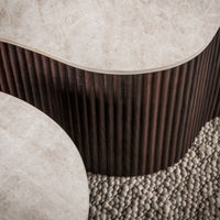 CERAMO grande Couchtisch 2er Set / 3D Keramik Taj Mahal/ Travertinoptik