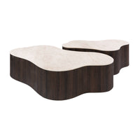 CERAMO grande Couchtisch 2er Set / 3D Keramik Taj Mahal/ Travertinoptik