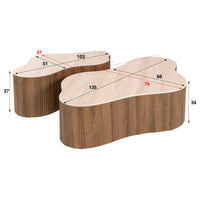 CERAMO grande Couchtisch 2er Set / 3D Keramik Taj Mahal/ Travertinoptik