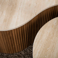 CERAMO grande Couchtisch 2er Set / 3D Keramik Taj Mahal/ Travertinoptik