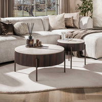 Couchtisch Ceramo Rund Set aus 2 / 3D Keramik Taj Mahal