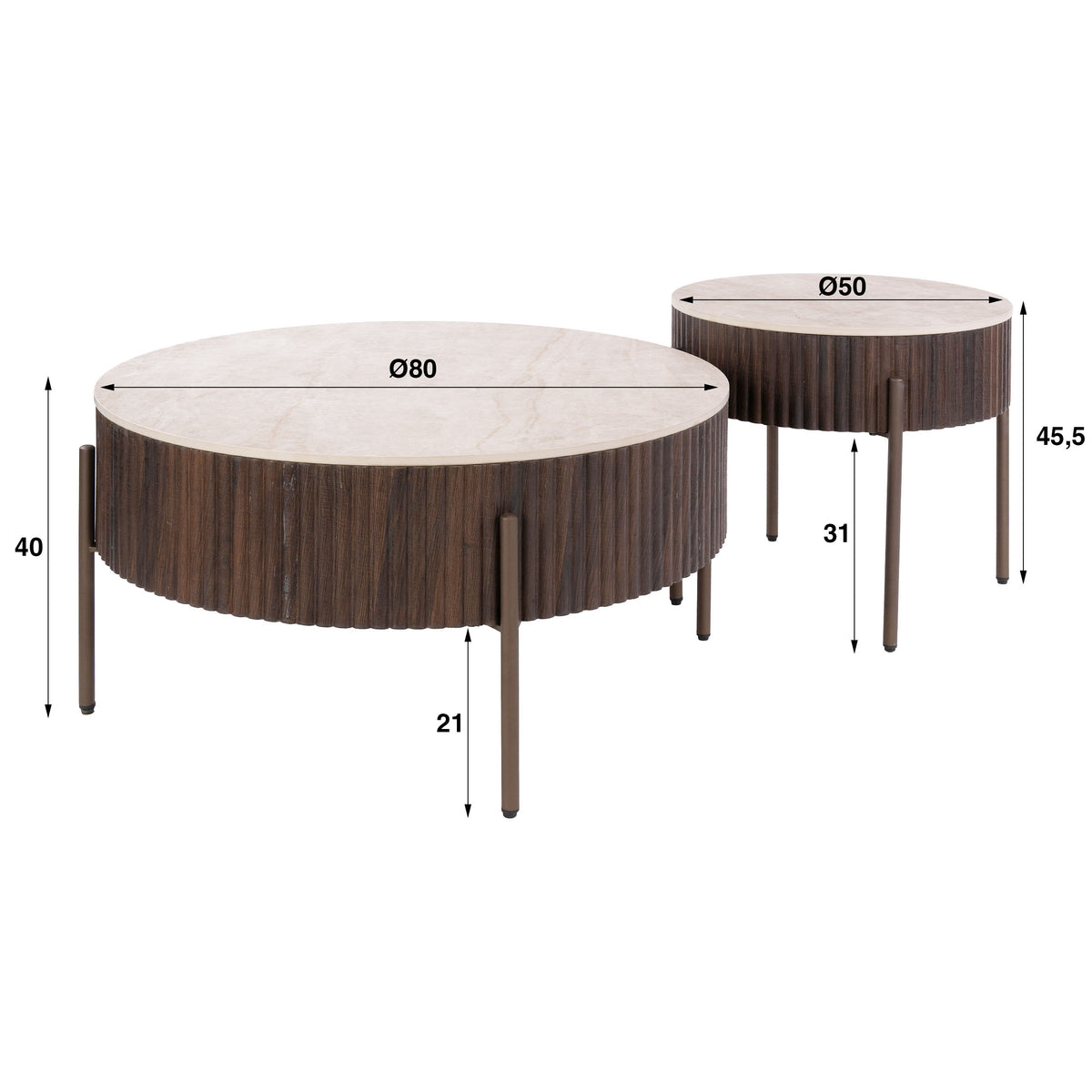 Couchtisch Ceramo Rund Set aus 2 / 3D Keramik Taj Mahal