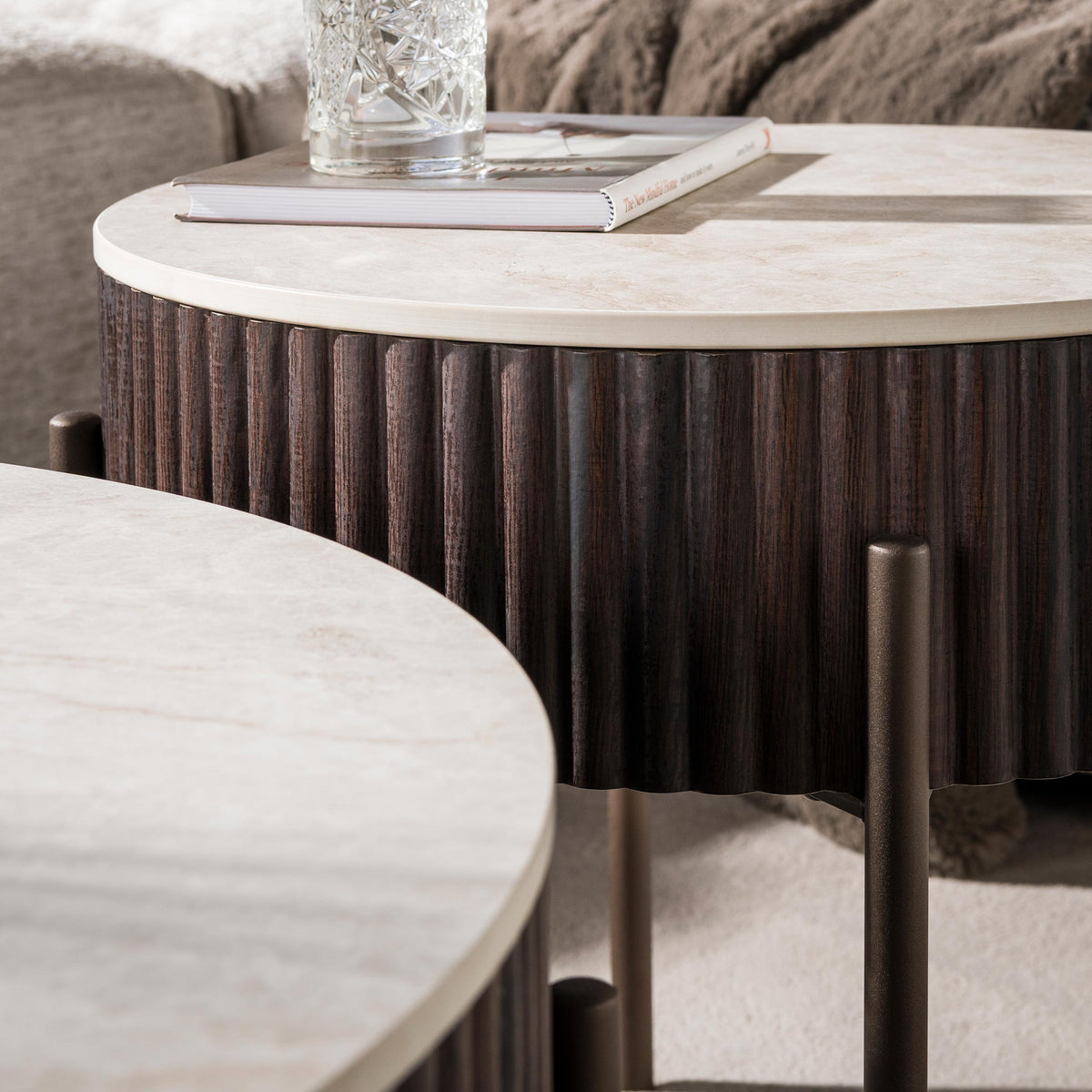 Couchtisch Ceramo Rund Set aus 2 / 3D Keramik Taj Mahal