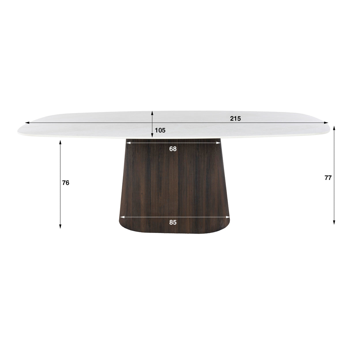 ROMANO CENTRO Esstisch oval Keramik weiß Travertinoptik 215cm