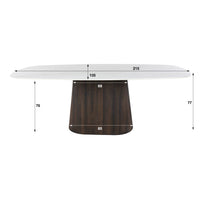 ROMANO CENTRO Esstisch oval Keramik weiß Travertinoptik 215cm