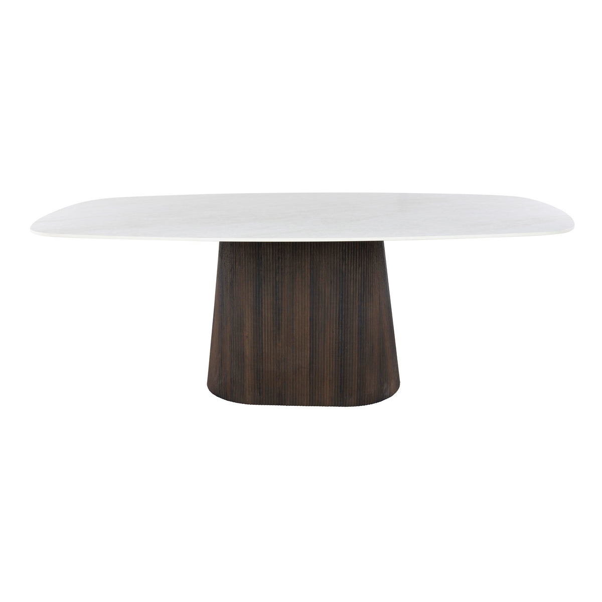 ROMANO CENTRO Esstisch oval Keramik weiß Travertinoptik 215cm