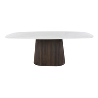 ROMANO CENTRO Esstisch oval Keramik weiß Travertinoptik 215cm