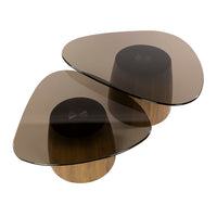TINTO Couchtisch dreieckig Set aus 2 / Bronzefarbenes Glas