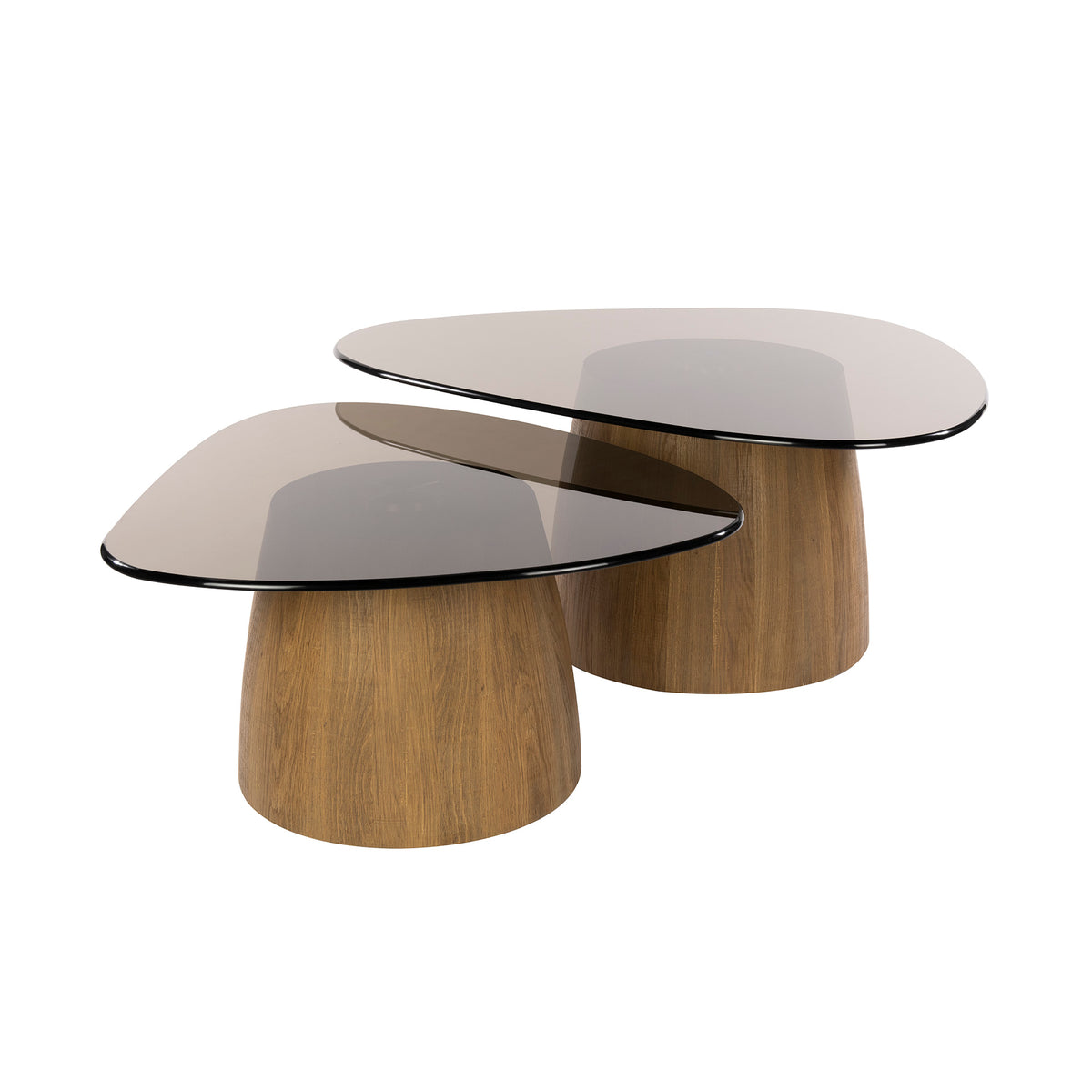 TINTO Couchtisch dreieckig Set aus 2 / Bronzefarbenes Glas