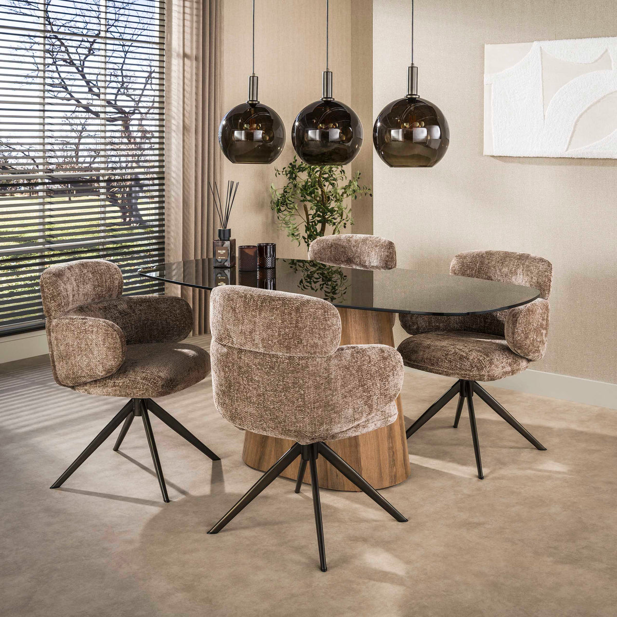 TINTO CENTRO Esstisch dänisch oval 180cm / Bronzefarbenes Glas
