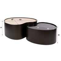 METAL Couchtisch Set aus 2 / 3D Keramik travertin