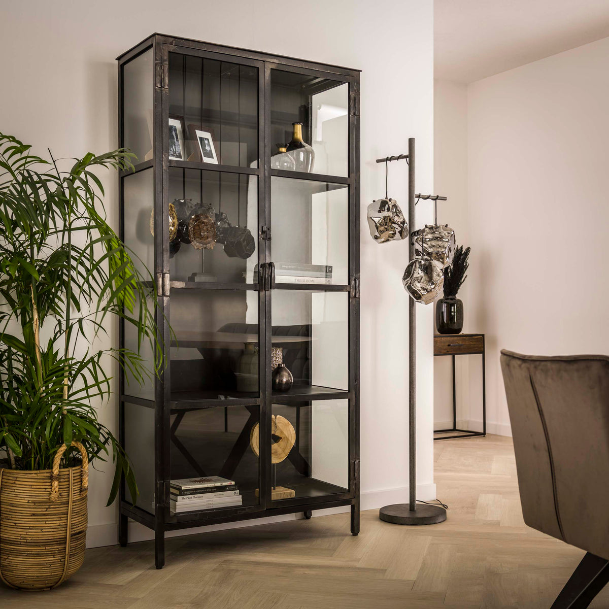 Vitrine Rift Metal 2 Türen / Gunmetal