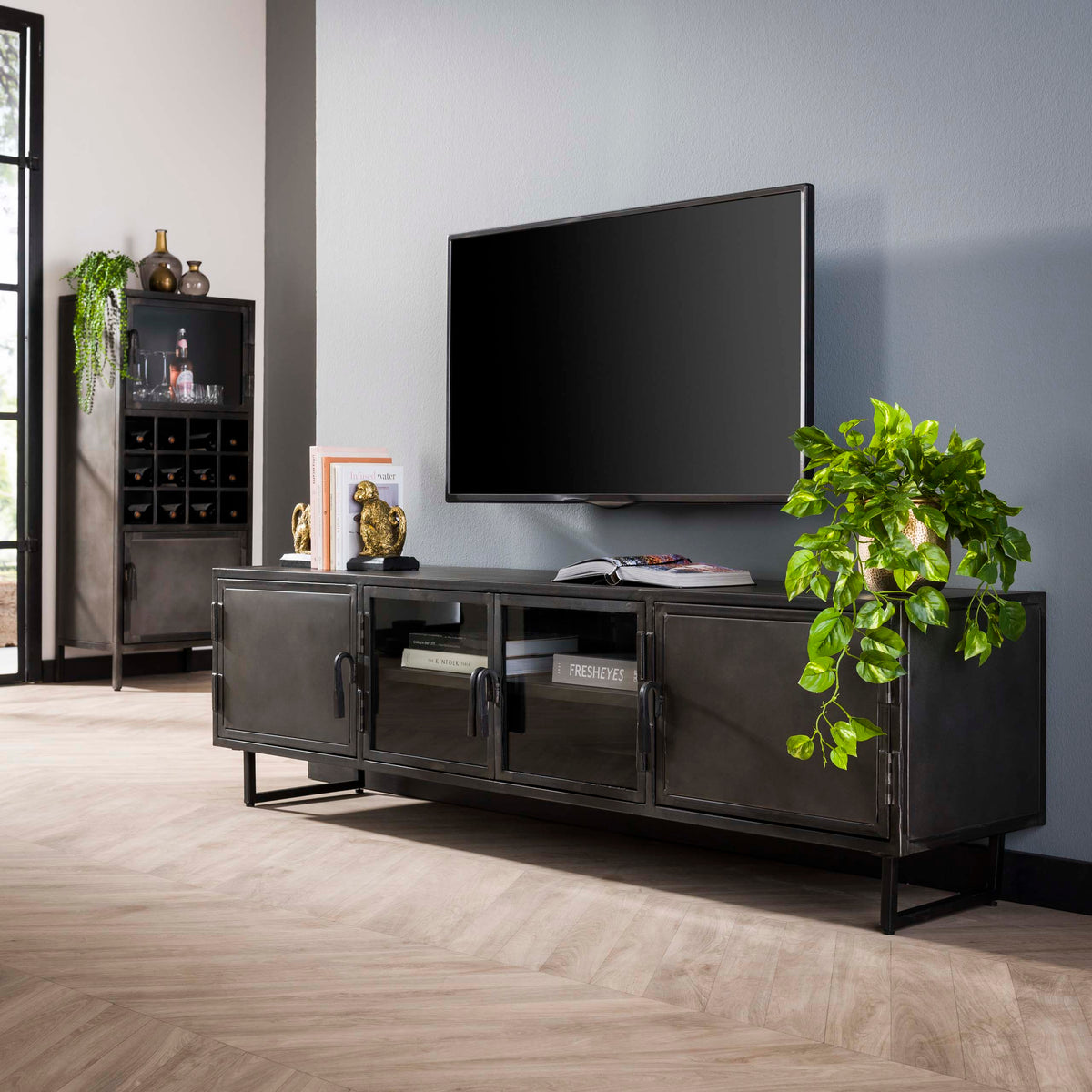 WAVE Design TV Board 160cm black mango solid wood