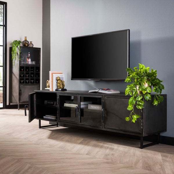 WAVE Design TV Board 160cm black mango solid wood