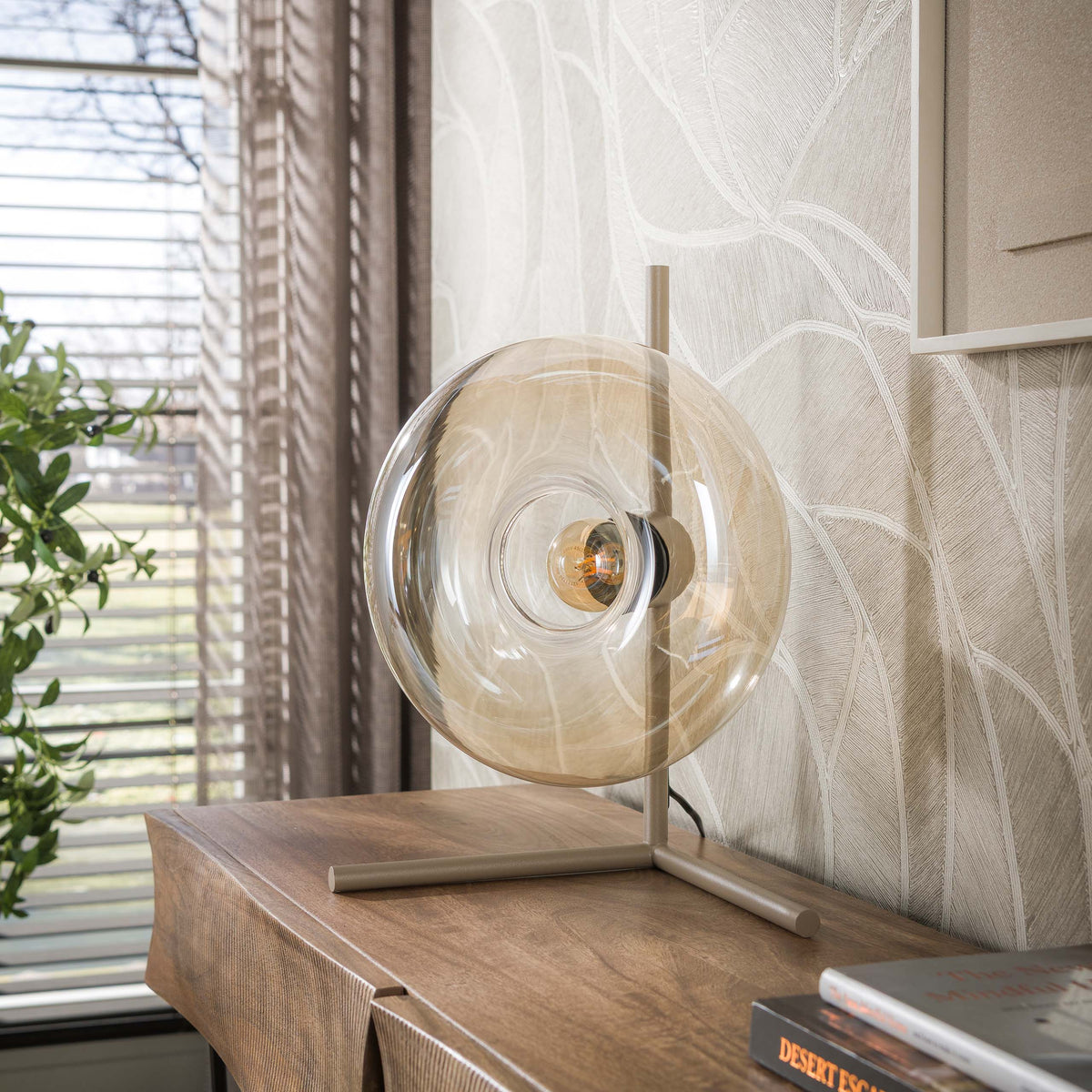 Tischleuchte SOLL 1F – 40 cm, Glas & Metall, 3 Farbvarianten