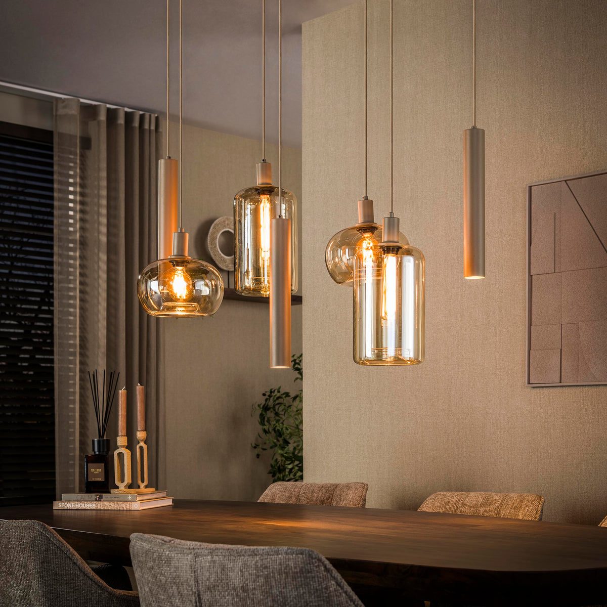 Pendelleuchte Serene 4+3-Fassungen / Beige