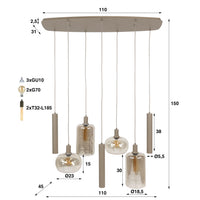 Pendelleuchte Serene 4+3-Fassungen / Beige