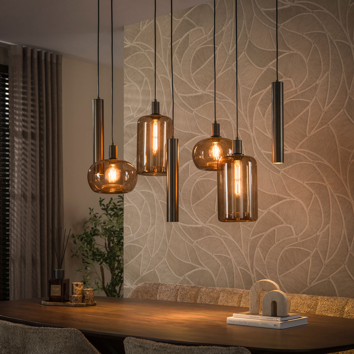 Pendelleuchte Serene 4+3-Fassungen / Beige