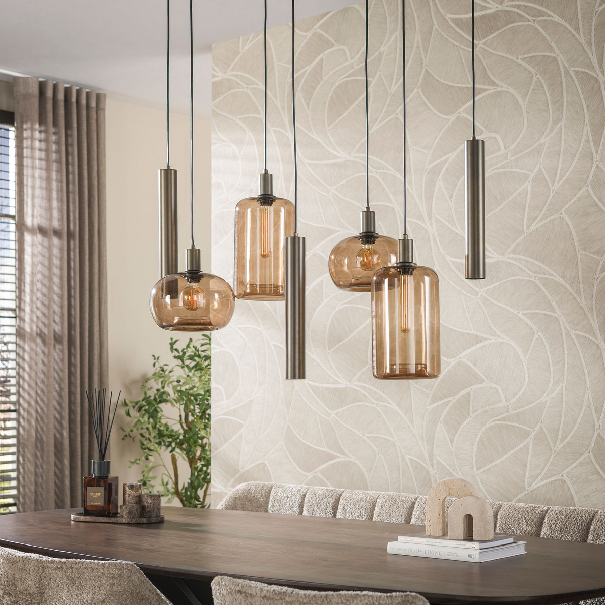 Pendelleuchte Serene 4+3-Fassungen / Beige