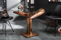 OCEAN maritime dining table 105cm flamed copper glass table with ship propeller