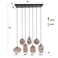 Pendelleuchte Altura 4+3-Fassungen / Sienna braun-frosted