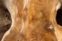 ROOT Massiver Konsolentisch 150cm natur Teak Massivholz aus Wurzelholz Glasplatte