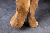 ROOT Massiver Konsolentisch 150cm natur Teak Massivholz aus Wurzelholz Glasplatte