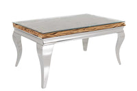 MODERN BAROCK Design Couchtisch 100cm natur chrom Teakholz Edelstahl Glasplatte