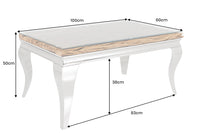 MODERN BAROCK Design Couchtisch 100cm natur chrom Teakholz Edelstahl Glasplatte