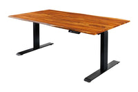 MAMMUT Höhenverstellbarer Schreibtisch 160cm natur Sheesham Massivholz Baumkante