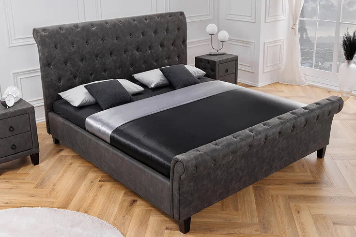 KENSINGTON Chesterfield Doppelbett dunkelgrau Queensize Polsterbett