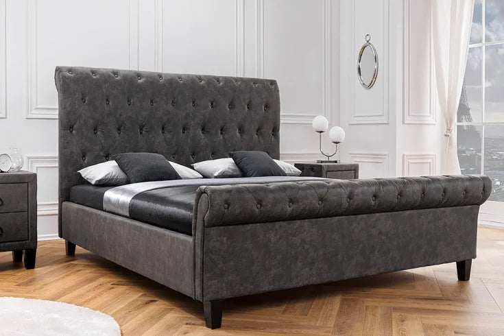 KENSINGTON Chesterfield Doppelbett dunkelgrau Queensize Polsterbett