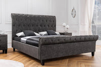 KENSINGTON Chesterfield double bed dark gray queen size upholstered bed