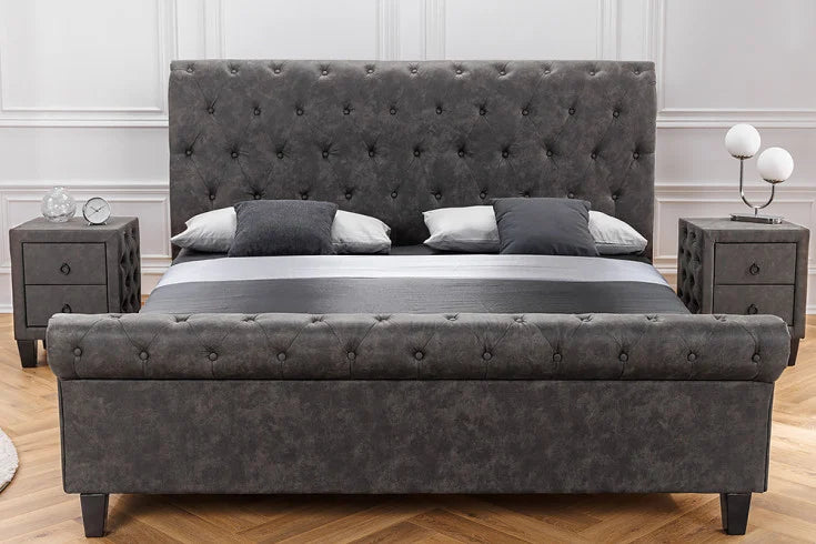 KENSINGTON Chesterfield Doppelbett dunkelgrau Queensize Polsterbett