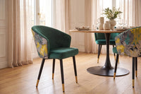 Extravaganter Stuhl MAISON CLASSIQUE Samt schwarze Metallbeine goldene Fußkappen
