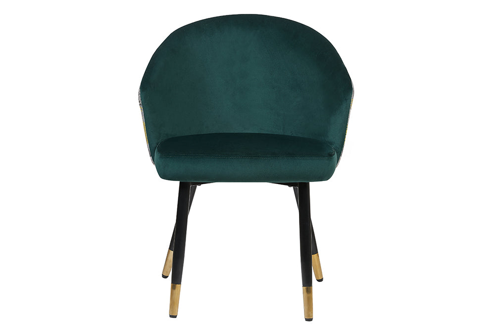 Extravaganter Stuhl MAISON CLASSIQUE Samt schwarze Metallbeine goldene Fußkappen