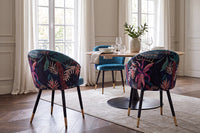 Extravaganter Stuhl MAISON CLASSIQUE Samt schwarze Metallbeine goldene Fußkappen